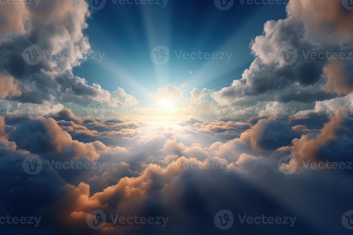 Heavenly Sky Cloud Illustration Background with photo