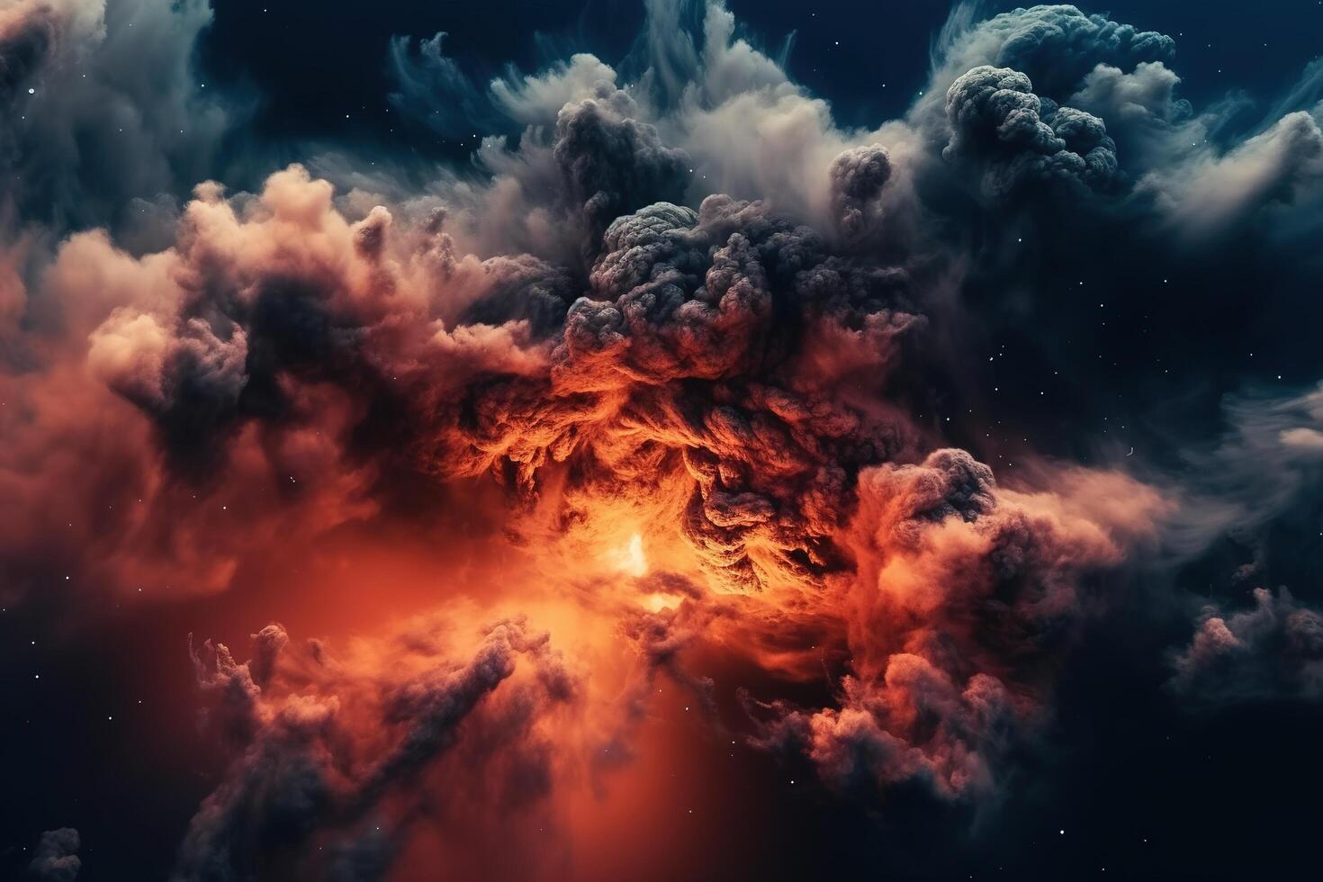 Fire Burning Cloud in Space Illustration Background with photo