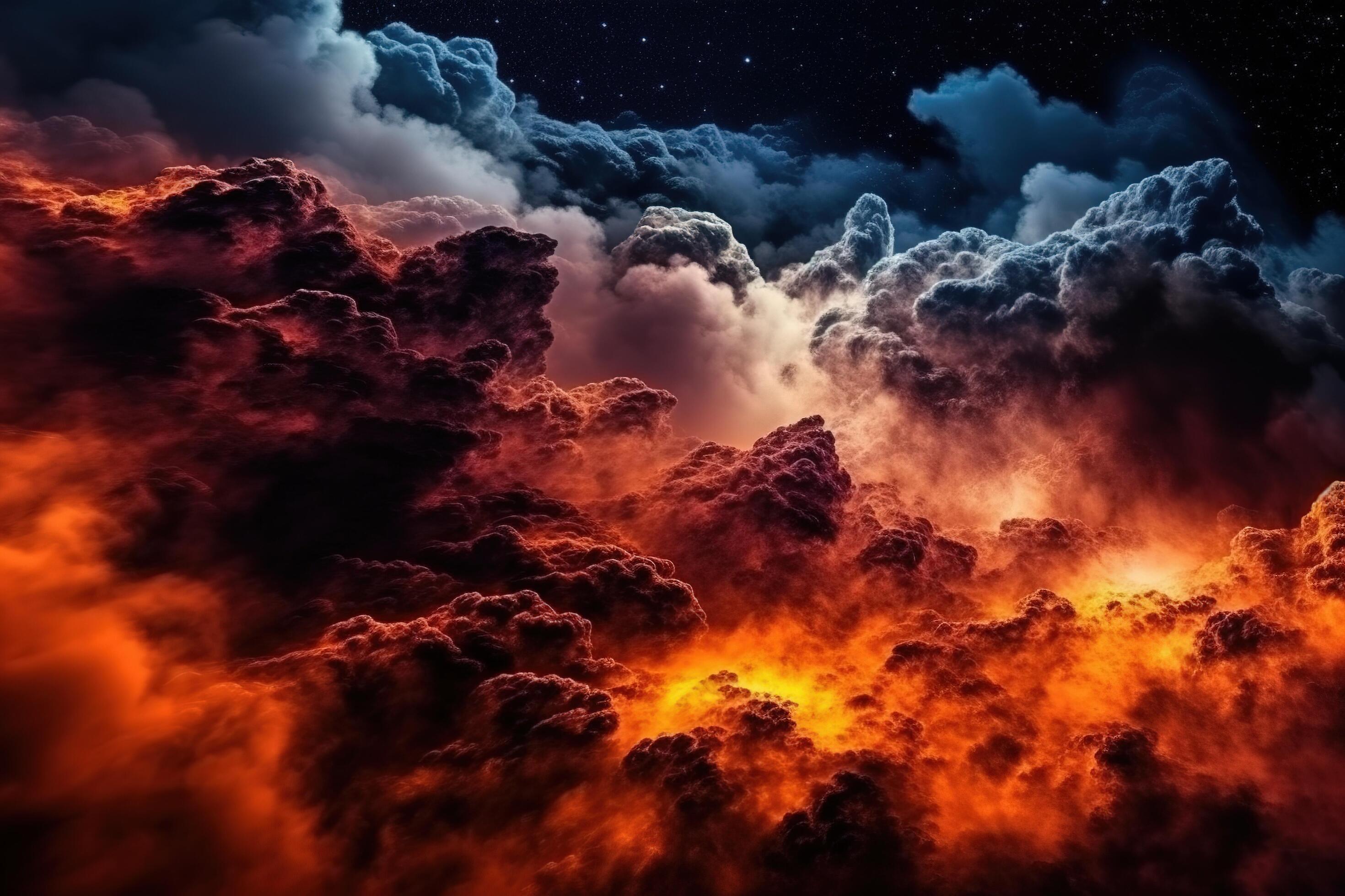 Fire Burning Cloud in Space Illustration Background with 23022417 Stock