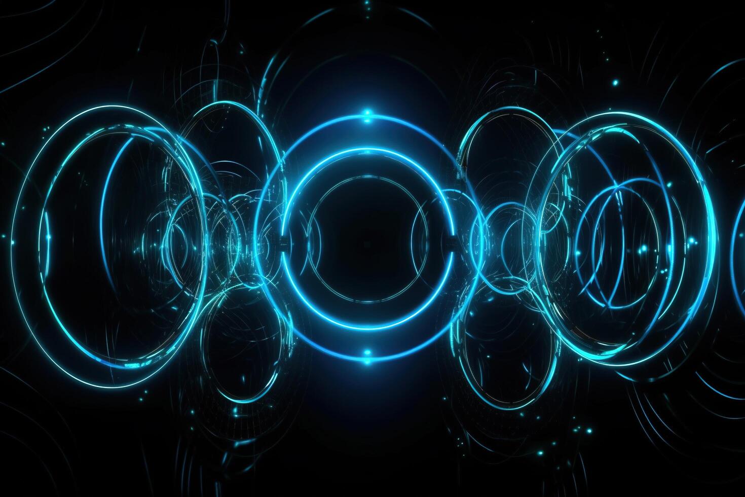 Digital Neon Blue Wireframe Abstract Background with photo