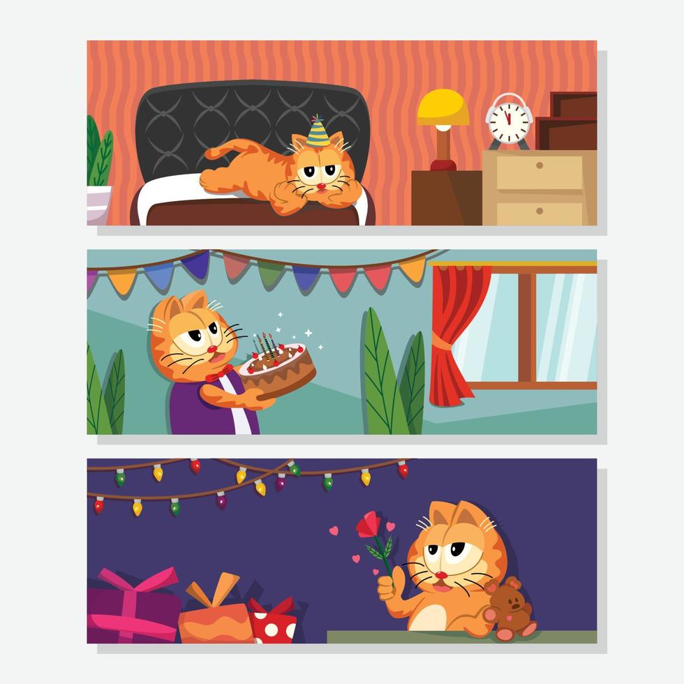 Happy Cat Day Banner Design Set vector