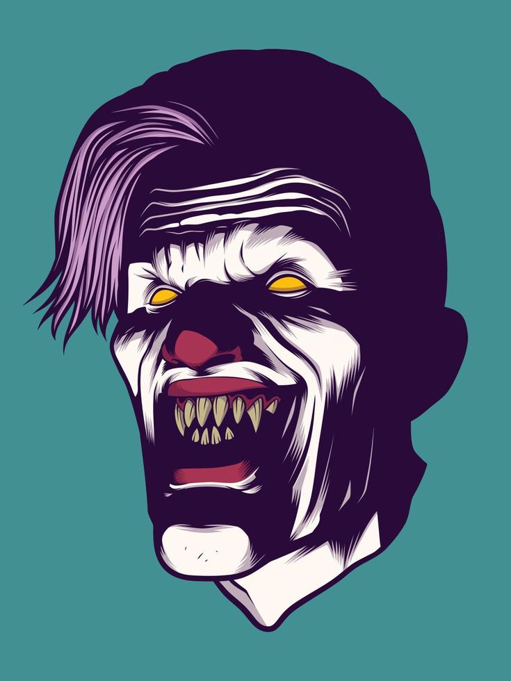 Evil Clown Showing his Sharp Teeth vector