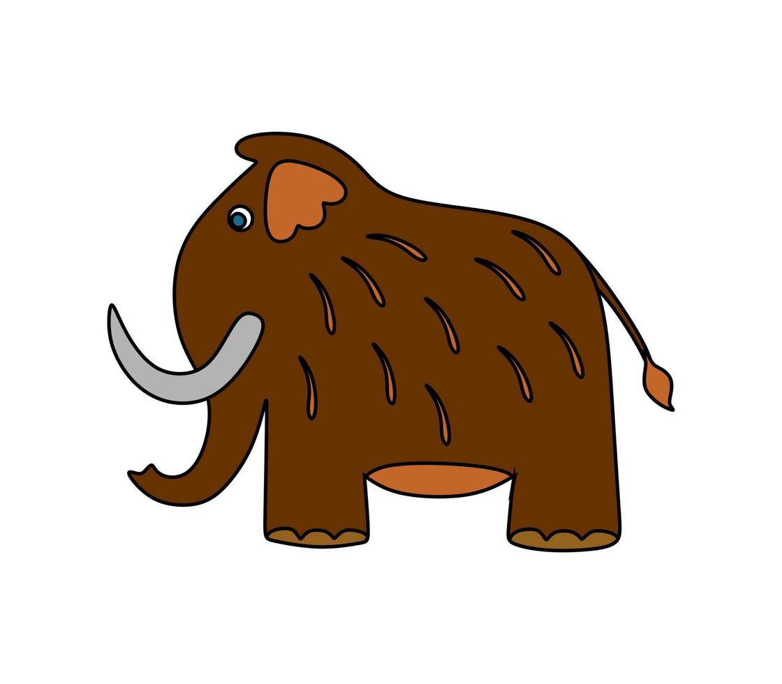 Mammoth character Vector color doodle illustration isolated on white background