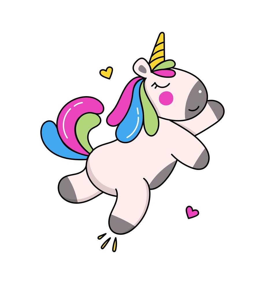 Unicorn character Vector color doodle illustration isolated on white background