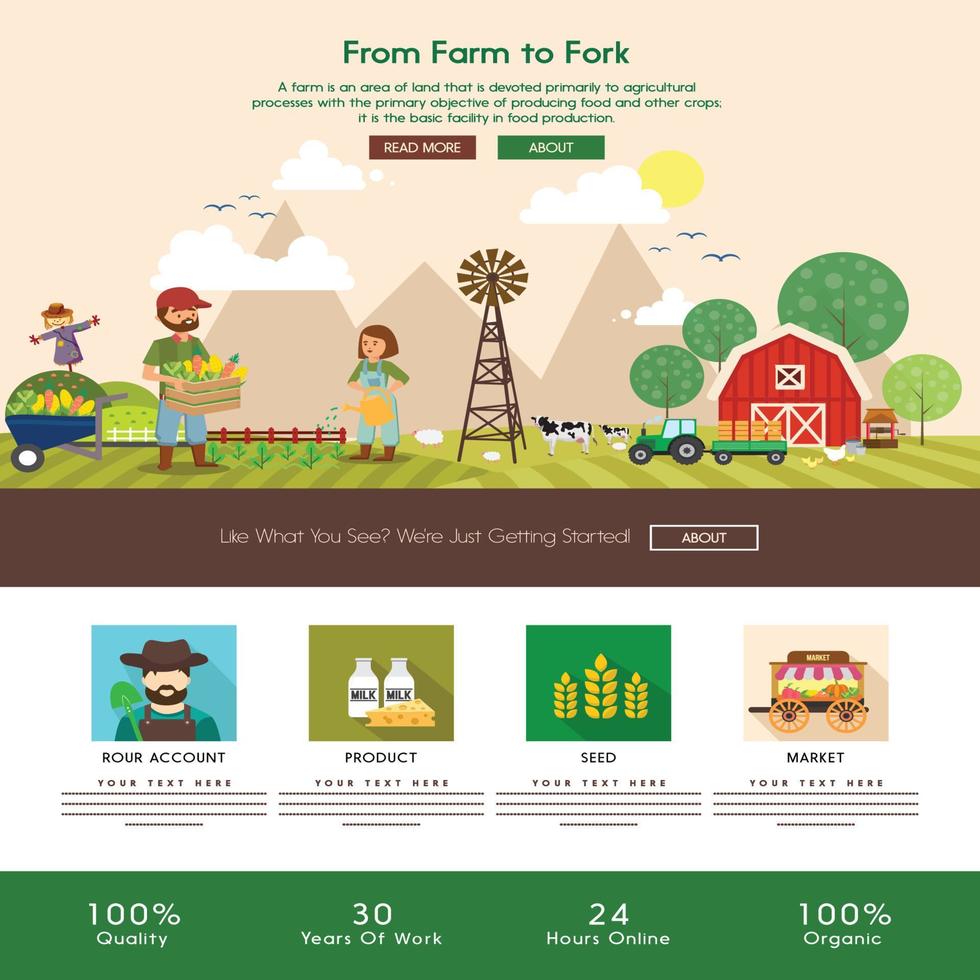 farming work banner cartoon decor webpage style vector