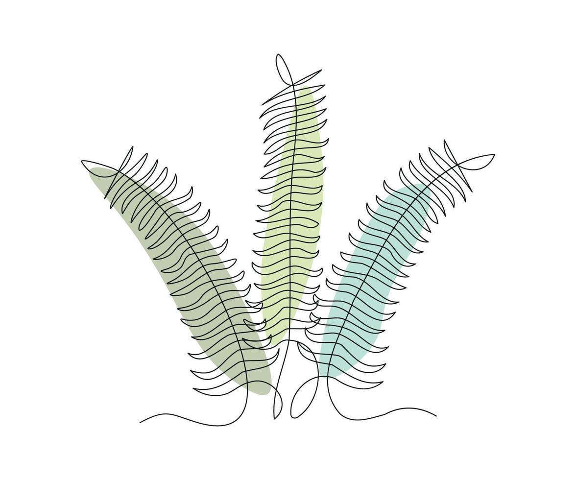 abstract plant fern, algae or Grass Continuous One Line Drawing vector