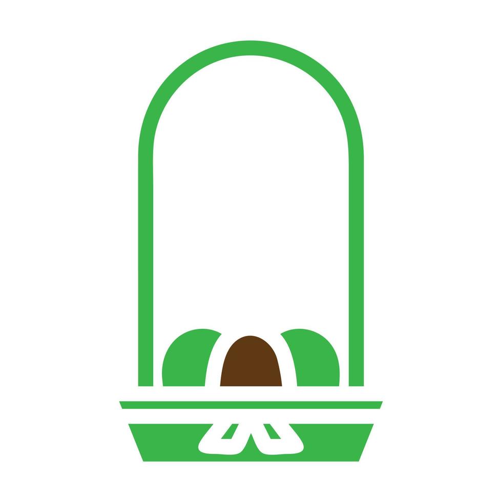 basket egg icon solid green brown colour easter symbol illustration. vector