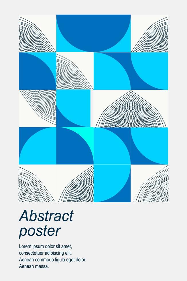 blue neo geo poster with abstract lines vector