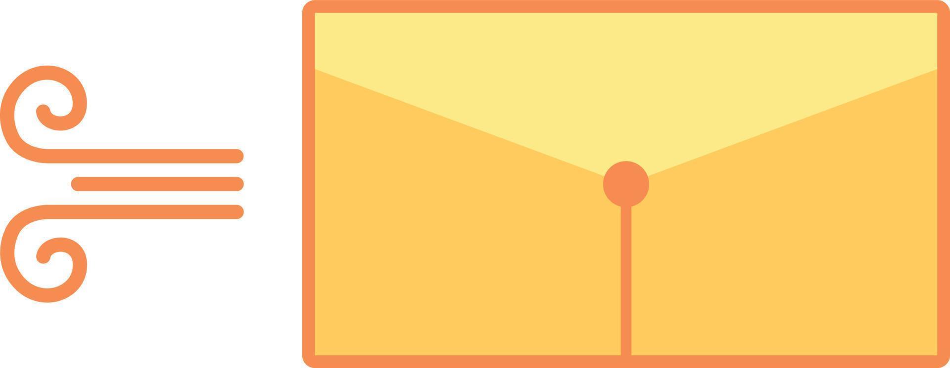 Mail sending flat vector illustration. Flying yellow mail simple icon