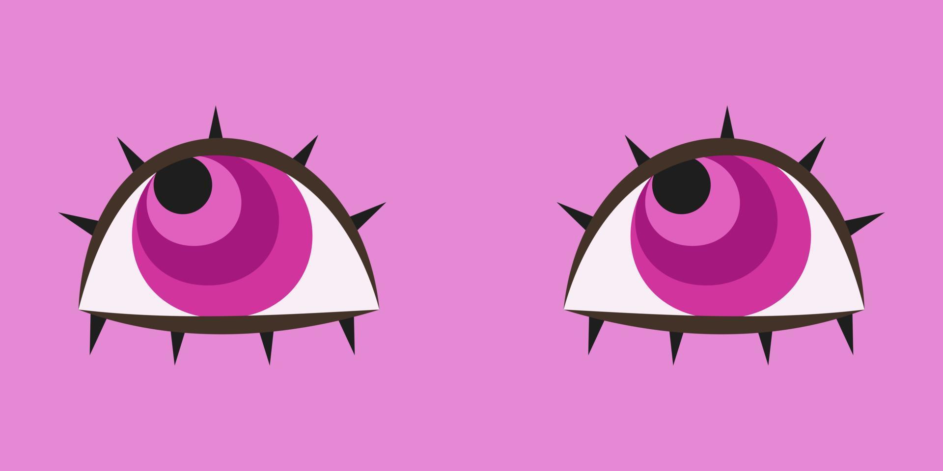 Pink eyes in cartoon style. vector