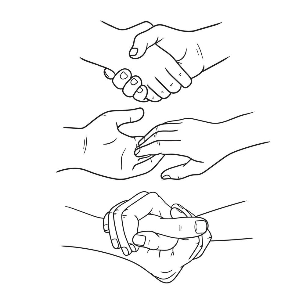Vector illustrations pack of various hand shakes