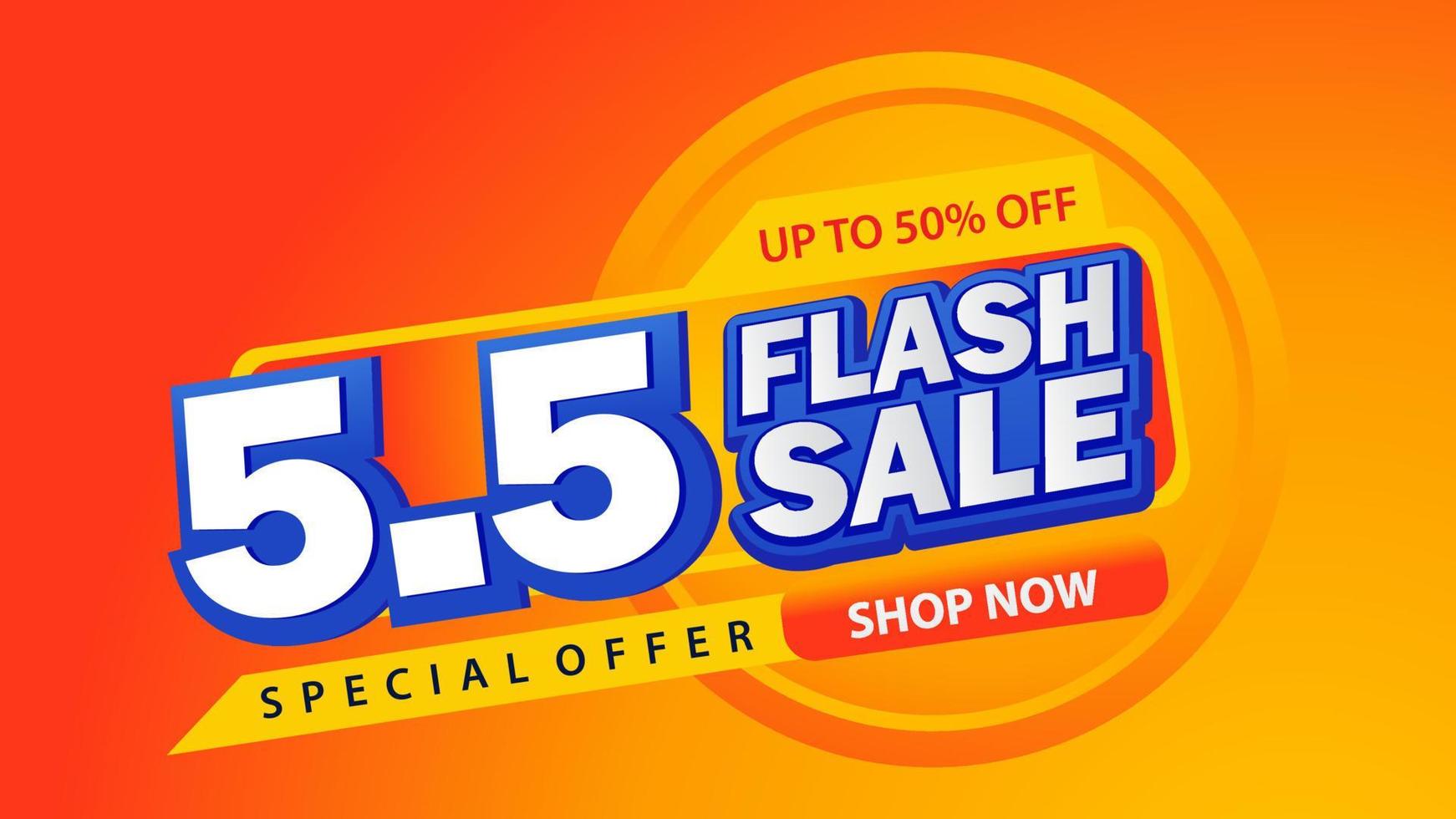 5.5 flash sale discount template banner vector