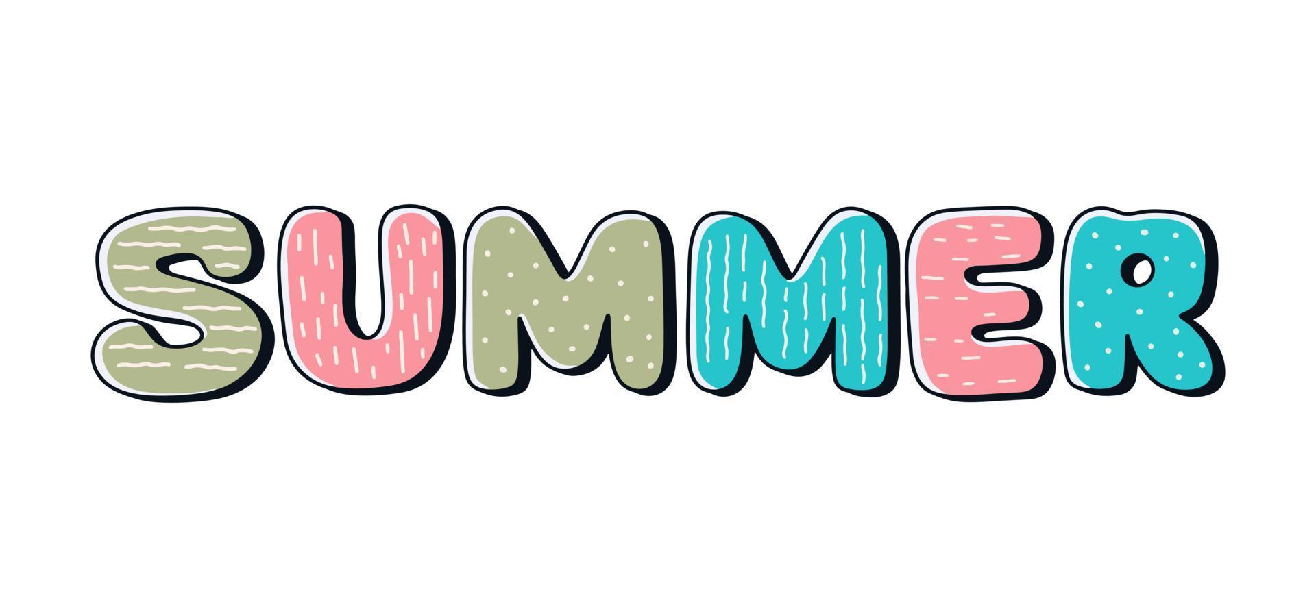 Colorful summer letter for design t-shirt, badge, sticker, etc vector