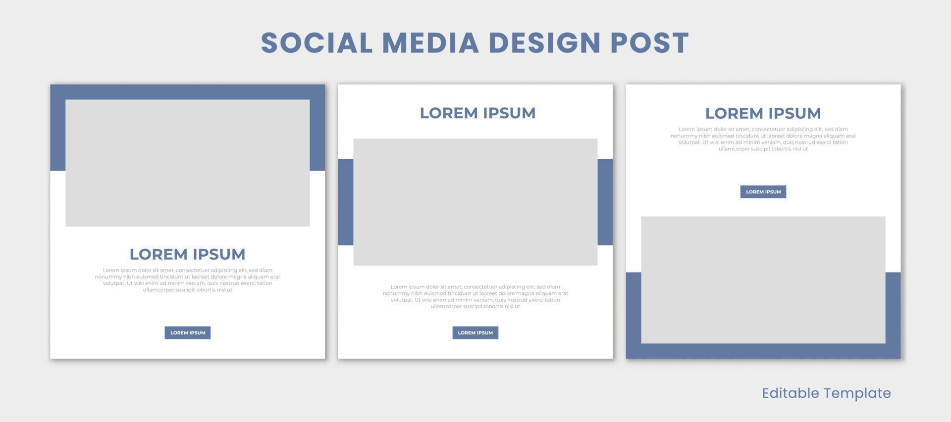 Set of 3 Editable Template Social Media Design Post with Modern n Minimalist Style. Suitable for Post, Presentation, Promotion Product, Fashion, Ads, Advertising, Background, Page vector