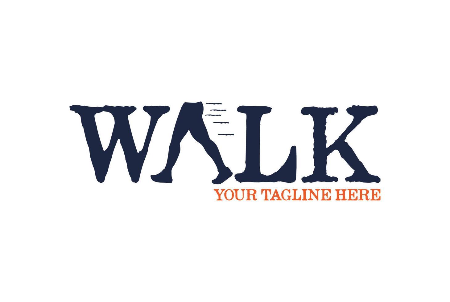 Letter Walk Type Font Text Word for Gym Fit Sport or Health Lifestyle Logo Icon Illustration vector