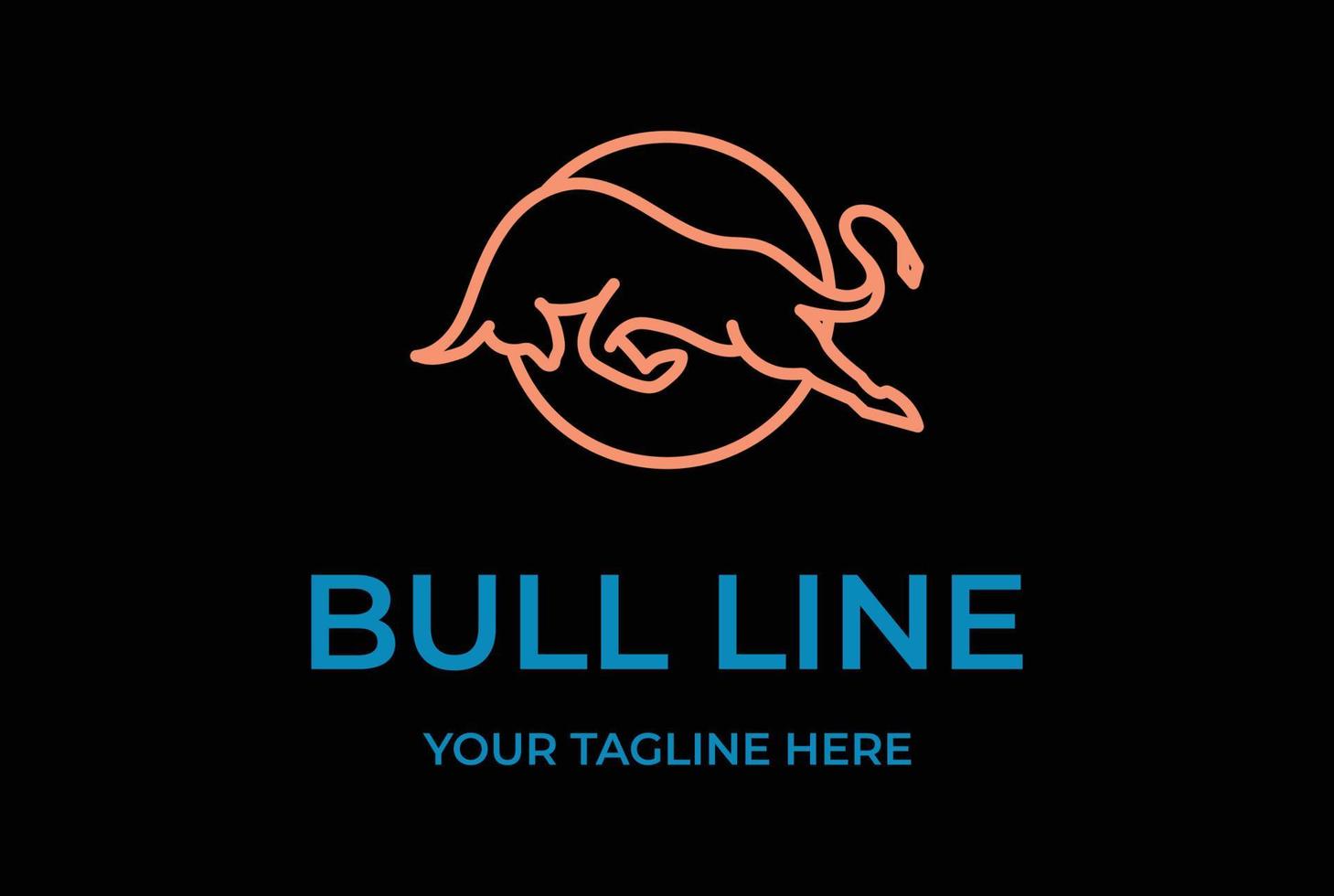 Elegant Luxury Angry Bull Line Outline Style Logo Design vector
