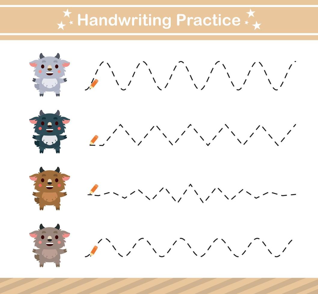 handwriting practice game.Education game for kindergarten and preschool .Educational game for kids vector