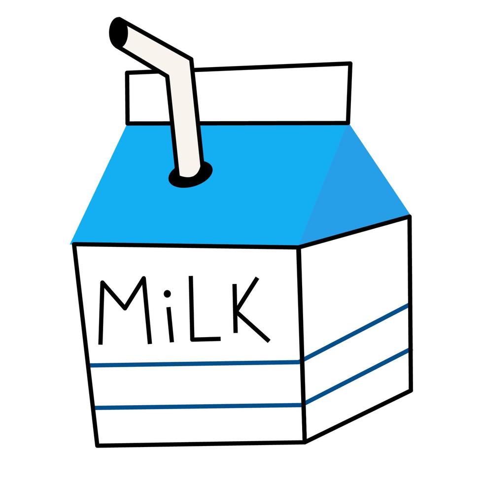 Milk in a carton with a straw.Milk dairy box .World milk day vector