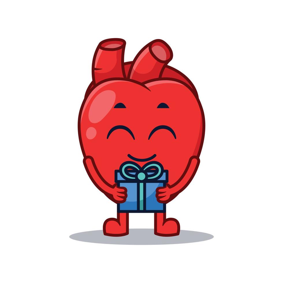 corazón personaje participación regalo dibujos animados vector ilustración