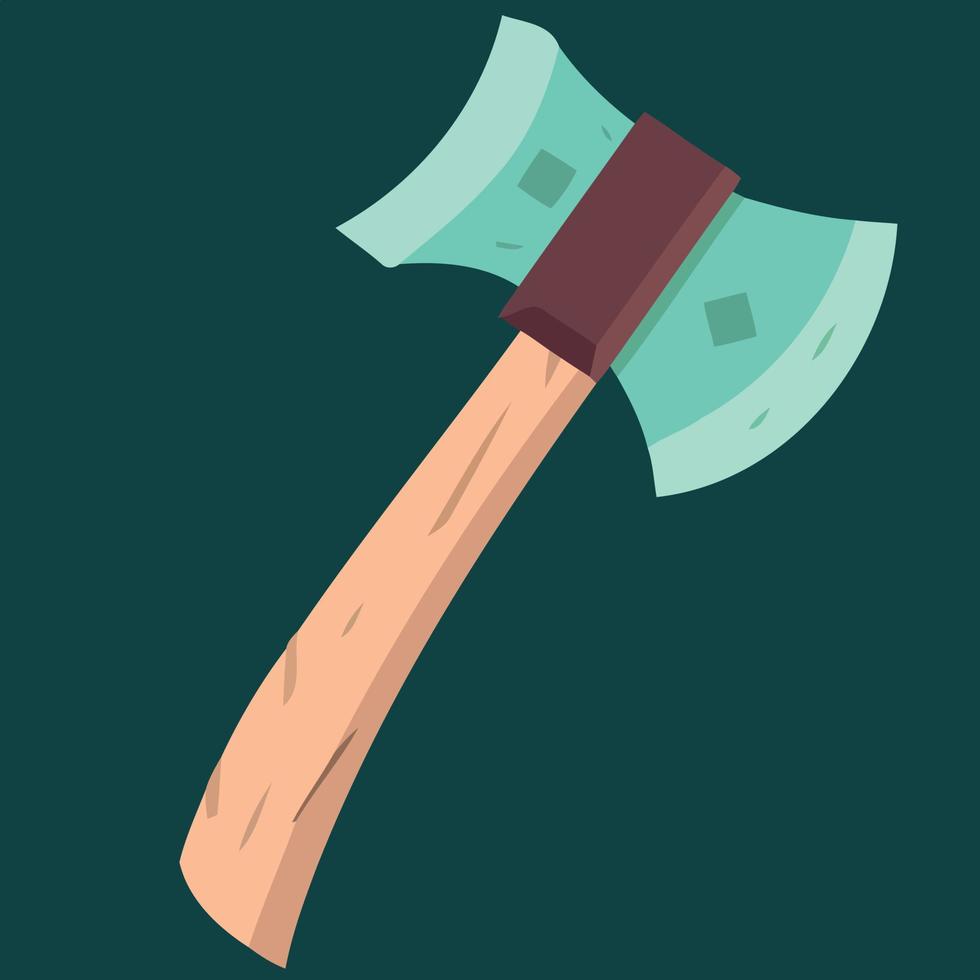 hand tool ax with wooden handle vector