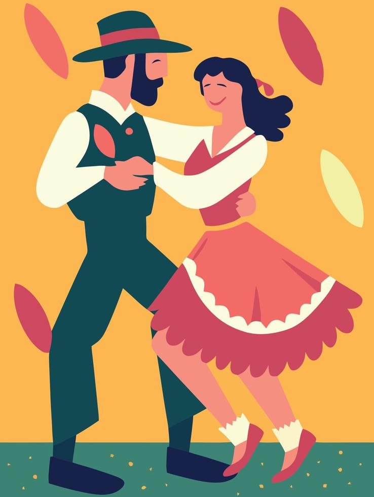 couple dancing at festa junina vector