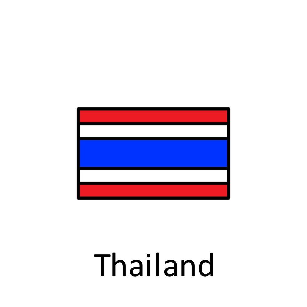 nacional bandera de Tailandia en sencillo colores con nombre vector icono ilustración