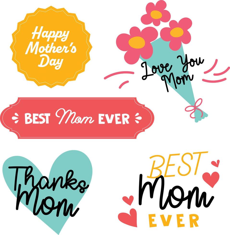 cute fun colorful happy mothers day vector