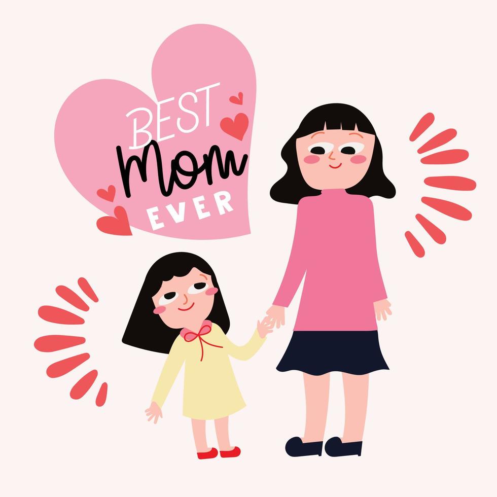 cute illutration mothers and daughter happy mothers day vector