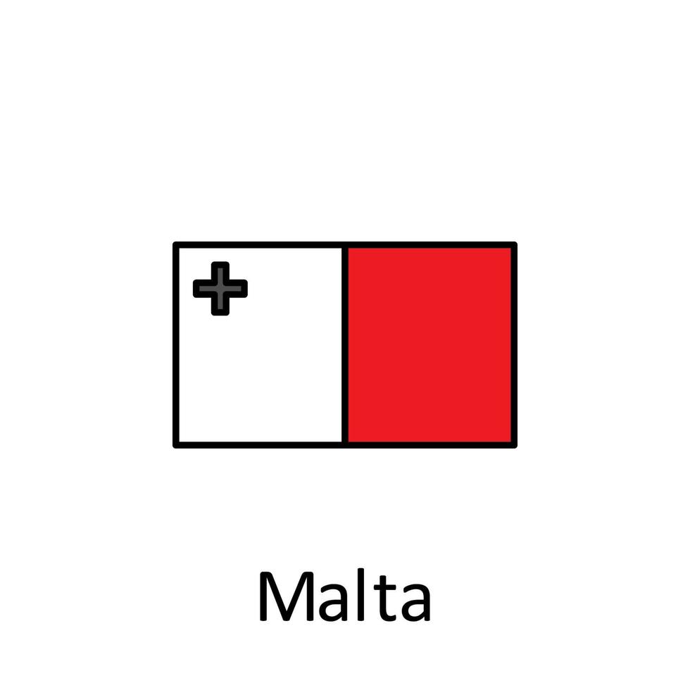 nacional bandera de Malta en sencillo colores con nombre vector icono ilustración