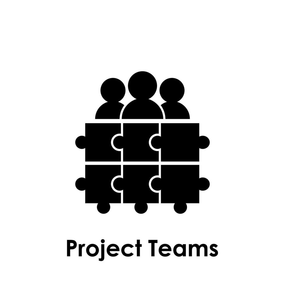 project team, puzzle, group vector icon illustration