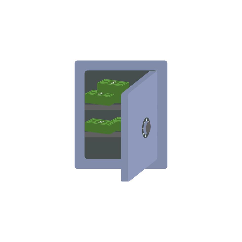 open safe with money colored vector icon illustration