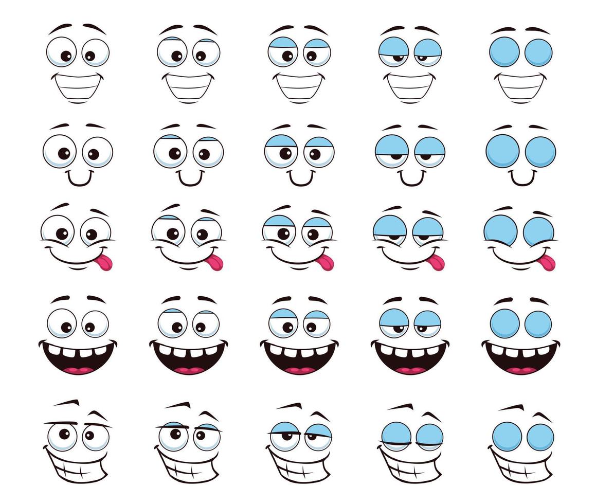 Cartoon giggle face and blink eye animation emoji vector