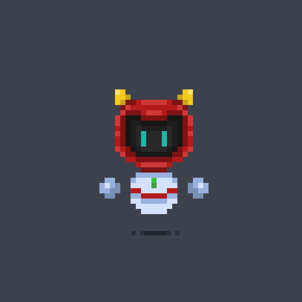 fly robot in pixel art style vector