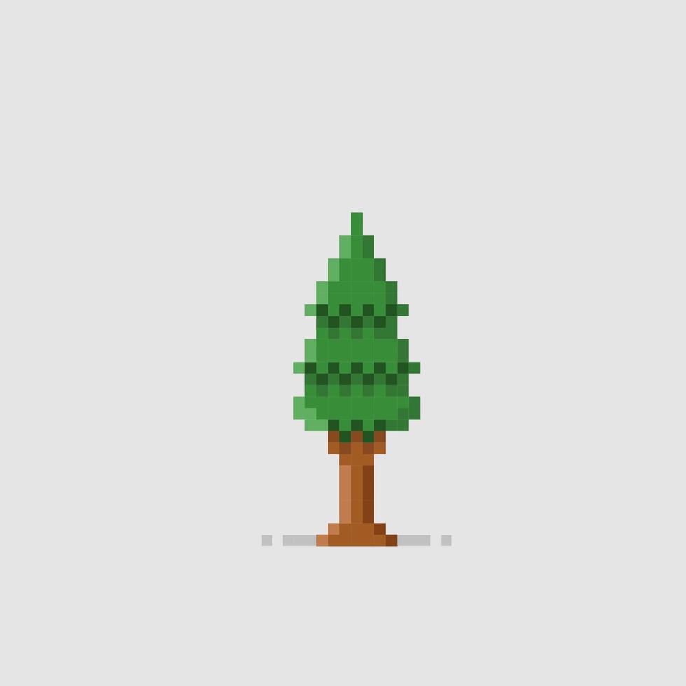 spruce tree in pixel art style vector