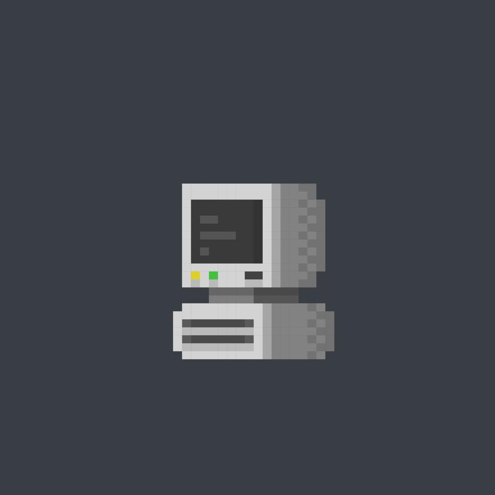 personal computer in pixel art style vector