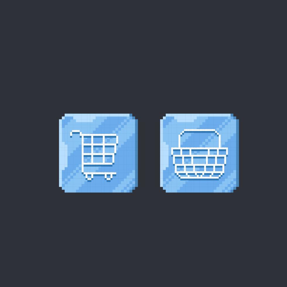 shop button in pixel art style vector
