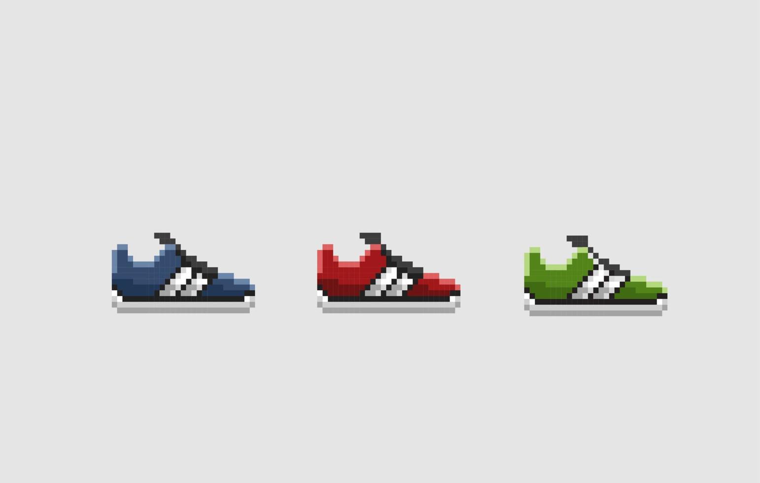 shoes collection set with different color in pixel art style vector