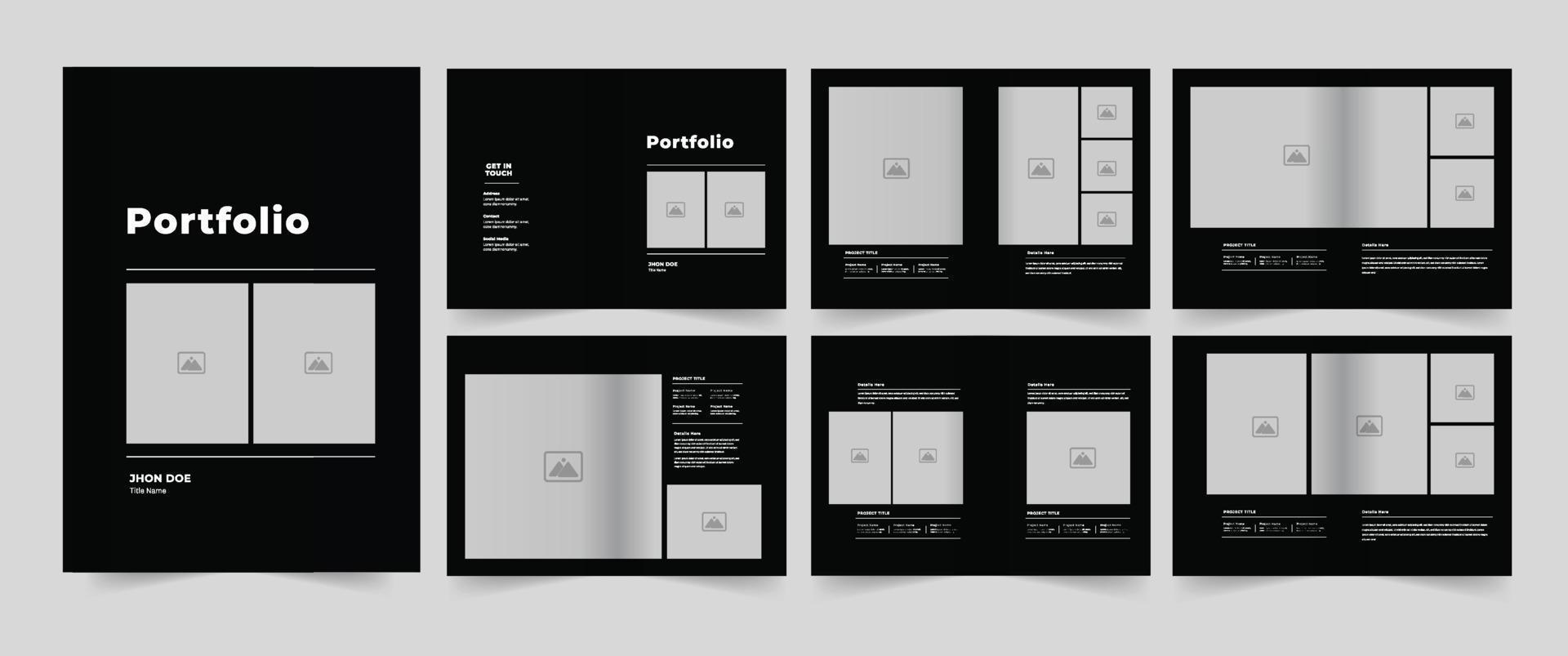 portafolio diseño con negro y blanco vector