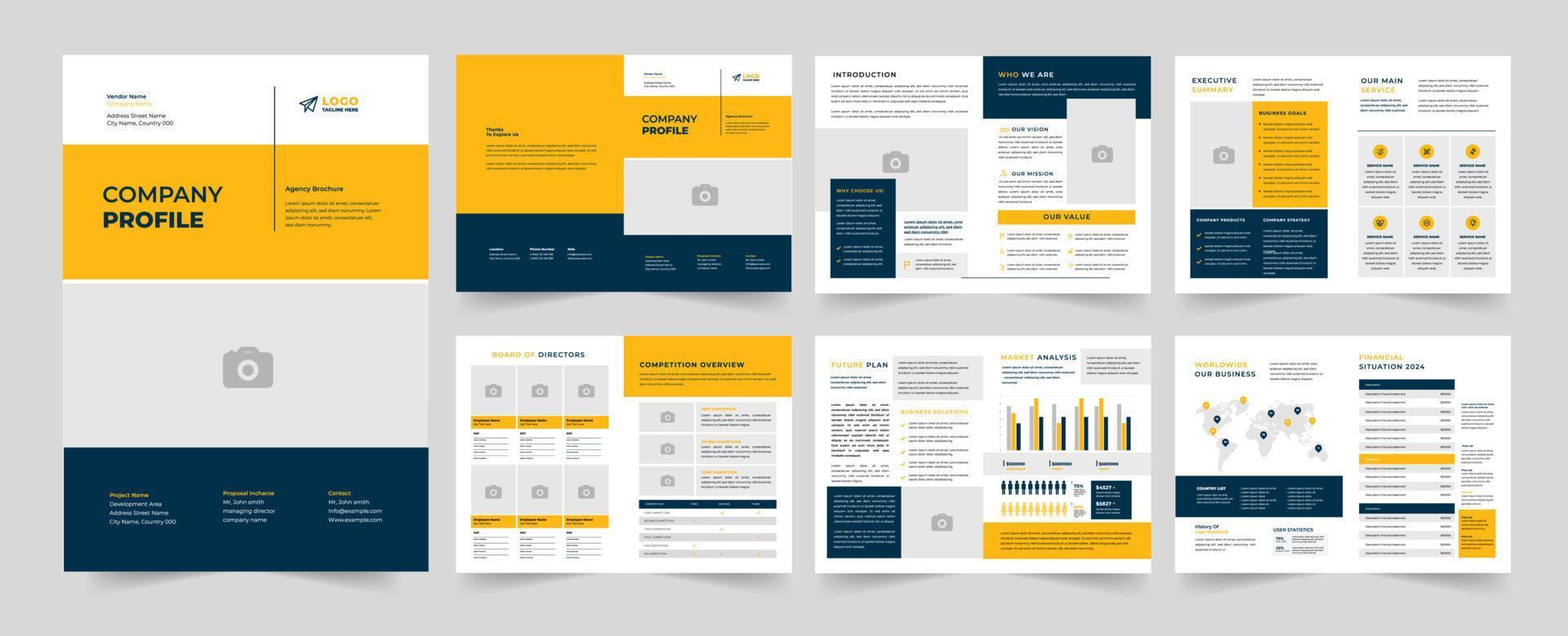 Company profile Layout profile Company A4 Company Profile yellow color shape template design, modern brochure design vector