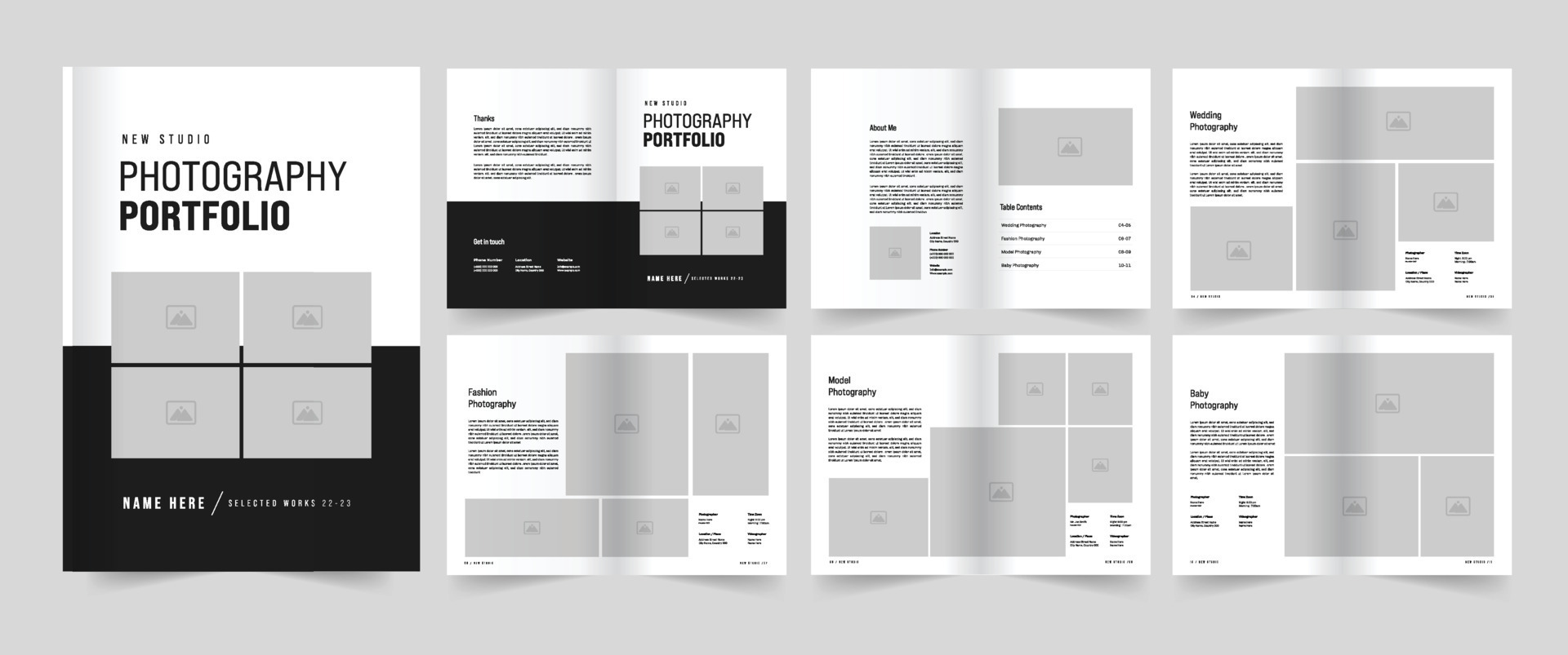 Photography Portfolio Design or Portfolio Layout Design 23023580 Vector