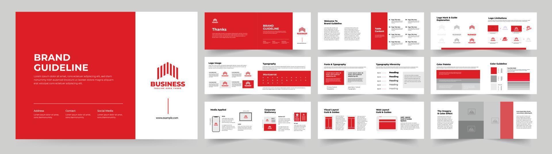 Landscape brand guideline layout template vector