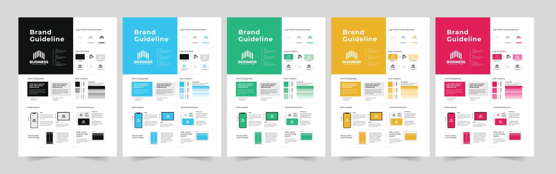 Brand Guideline or A4 Brand Guideline Template Design vector