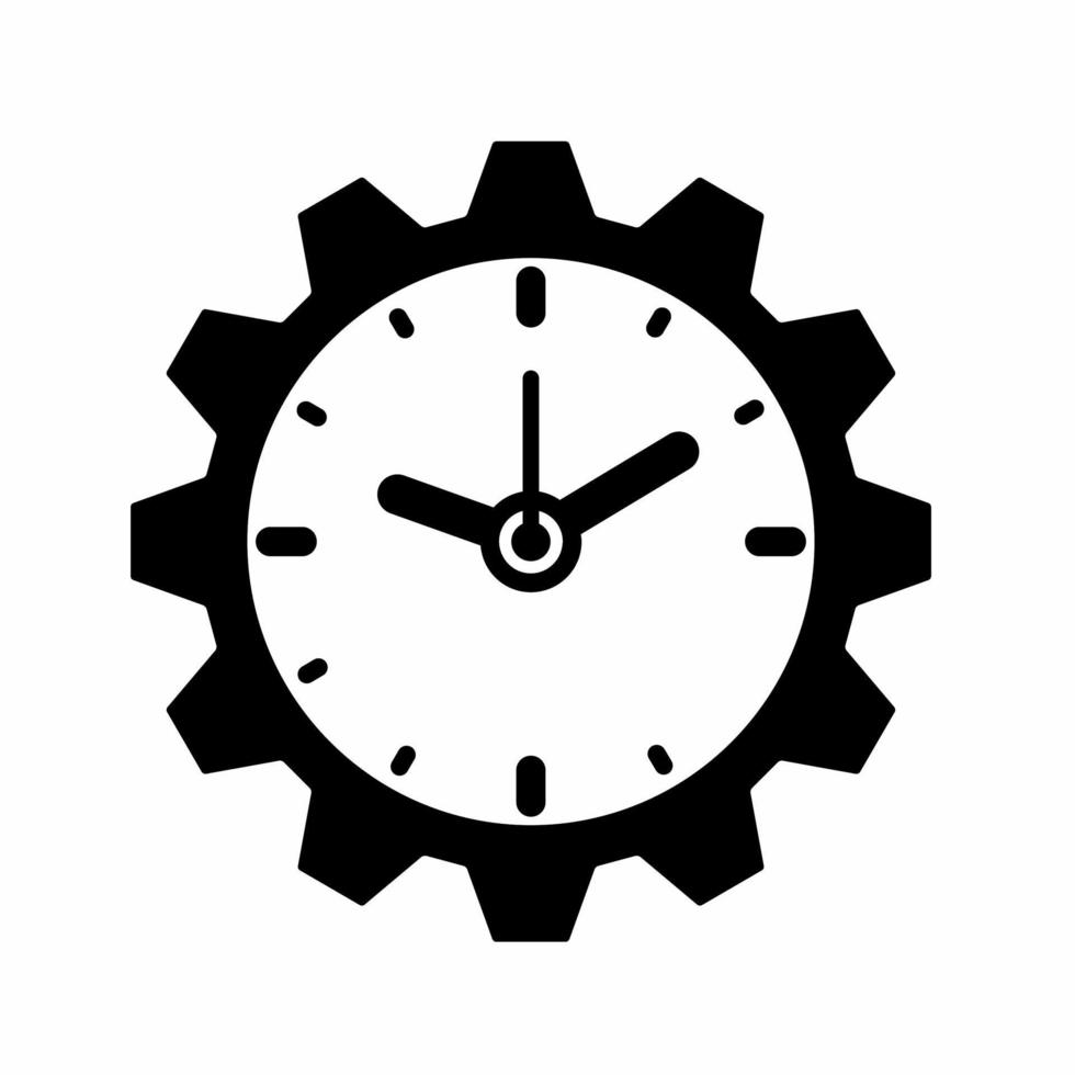 Clock and gear icon simple vector illustration. Stock vector.
