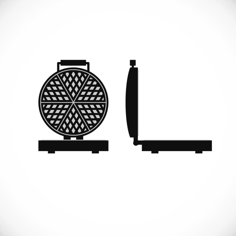 Waffle iron front and side view. Flat icon of appliance. Vector illustration