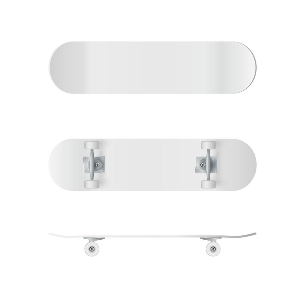 Skateboard template. Realistic skateboard mockup. Vector illustration