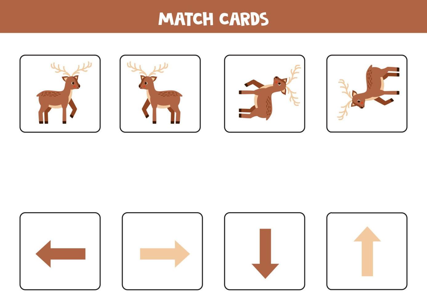 Left, right, up or down. Spatial orientation with cute deer. vector