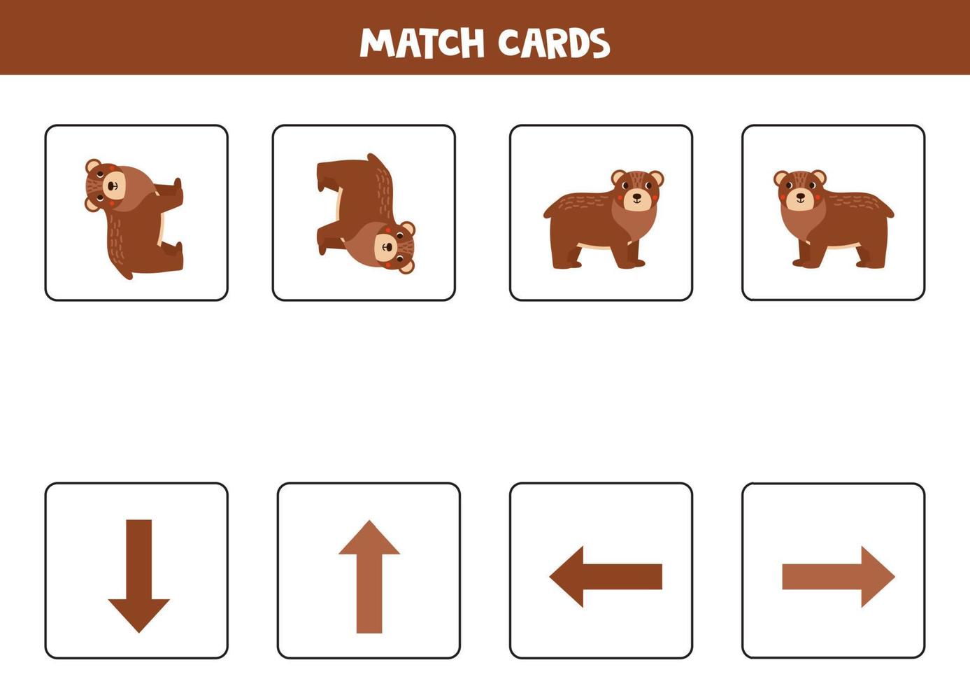 Left, right, up or down. Spatial orientation with cute bear. vector