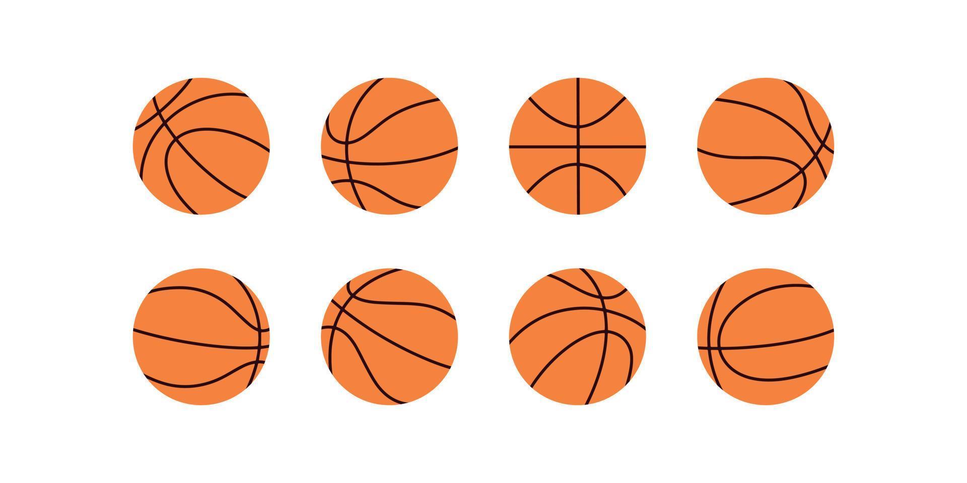 Basketball balls hand drawn icons. Sports equipment vector symbol isolated on white background.