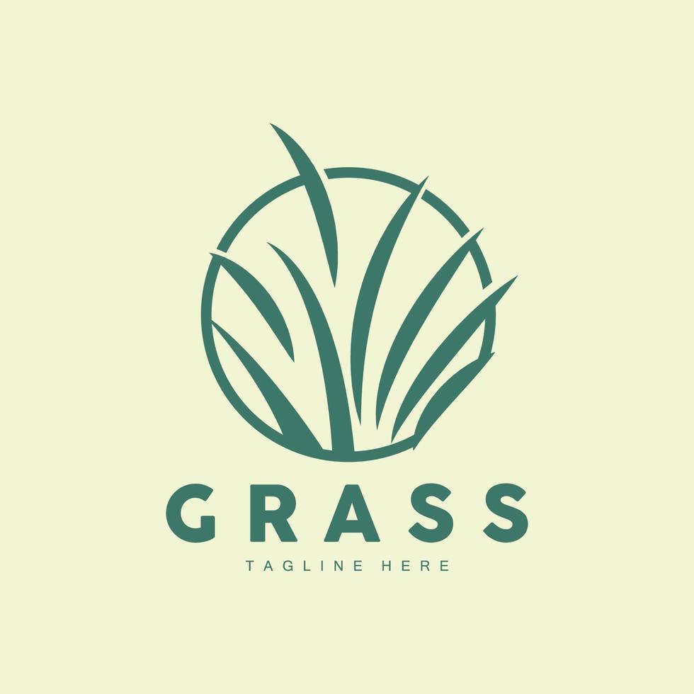 Green Grass Logo Design, Farm Landscape Illustration, Natural Scenery Vector