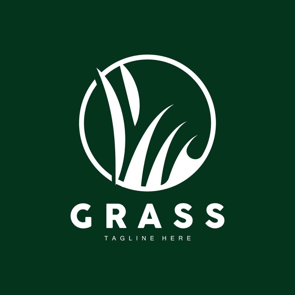 Green Grass Logo Design, Farm Landscape Illustration, Natural Scenery Vector